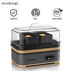Evoloop Rapid Egg Cooker Electric 6 Eggs Capacity, Soft, Medium, Hard Boiled, Poacher, Omelet Maker Egg Poacher With Auto Shut-Off, BPA Free