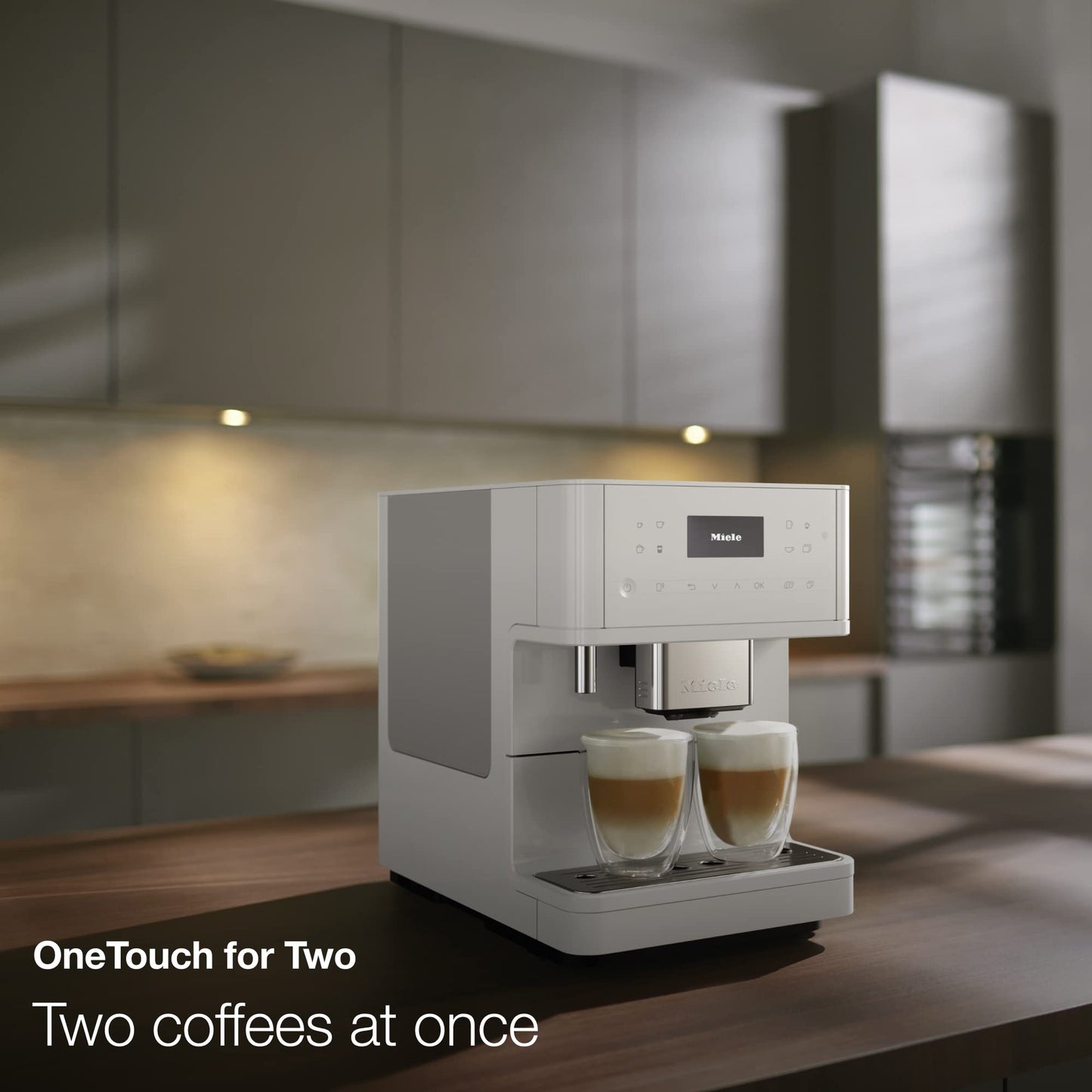 Miele CM 6160 MilkPerfection Automatic Coffee Machine - OneTouch for Two, AromaticSystem, 4 individual profiles, DoubleShot, WiFi-compatible, LED lighting, easy cleaning, in Lotus White