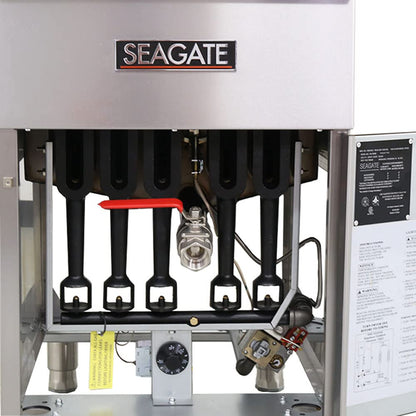 SEAGATE, SGF-75/80NG, Commercial Restaurant Gas Fryer, Stainless Steel, Natural Gas, 75 to 80-lb., 5-Burner, 150,000 BTU, 400° Temp Limit