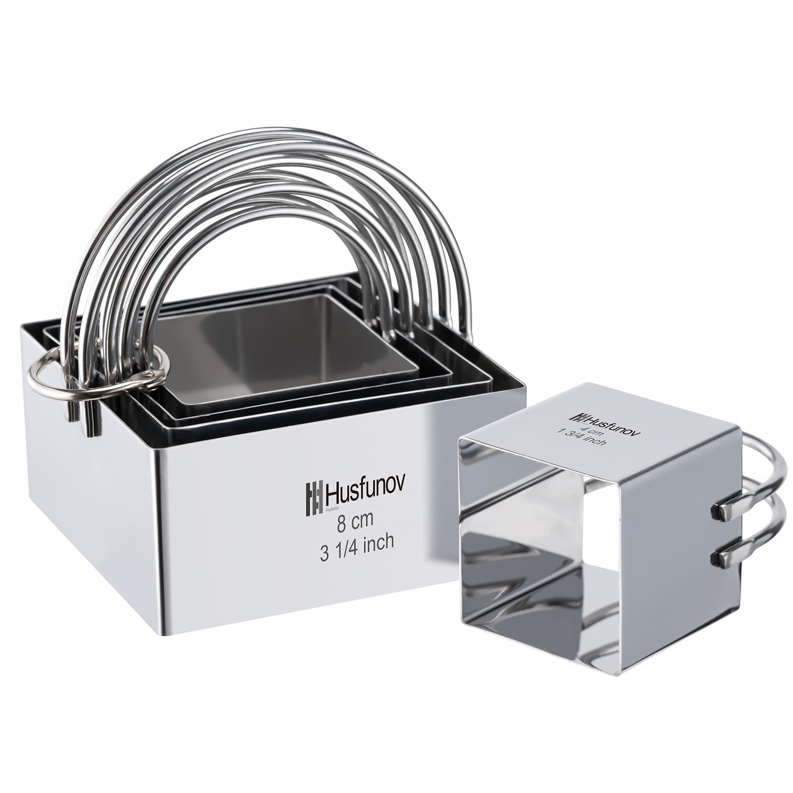 Biscuit Cutter Set Round Cookie Cutters with Handle 5 Pieces Stainless Steel Circle Professional Baking Dough Tools for Cake