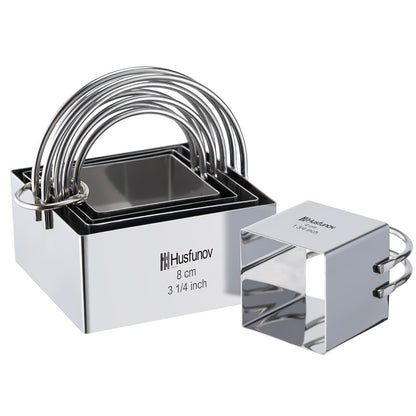 Biscuit Cutter Set Round Cookie Cutters with Handle 5 Pieces Stainless Steel Circle Professional Baking Dough Tools for Cake