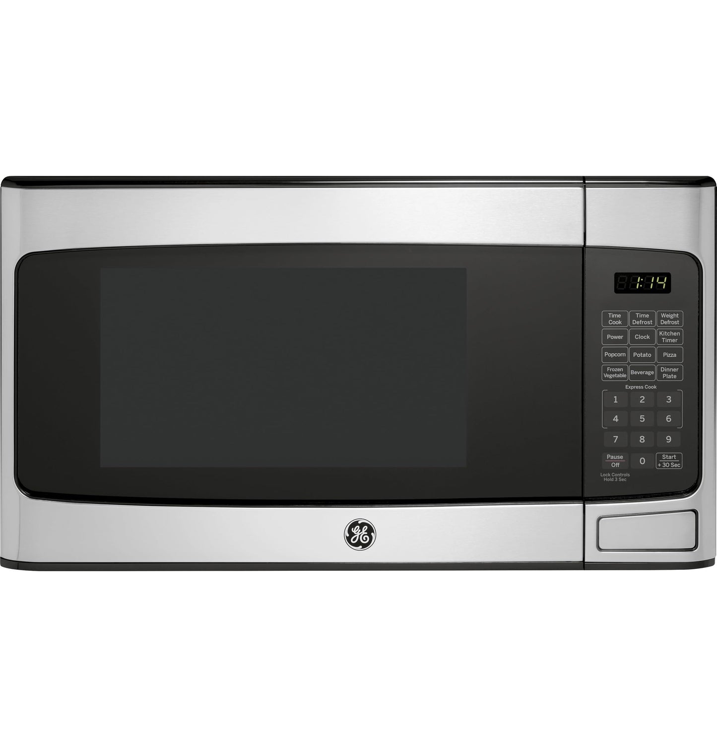 GE Countertop Microwave Oven, Compact 1.1 Cubic Ft., 950-watt Capacity, 6 Auto Cooking Settings, Child-Lock Technology, Kitchen Essentials for the Countertop, Dorm Room or Apartment, Stainless Steel