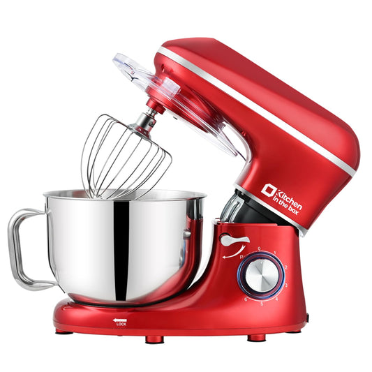 Kitchen in the box Stand Mixer, 6.5QT 660W Kitchen Electric Mixer, 6-Speed Tilt-Head Food Mixer with Dough Hook, Wire Whip, Beater, Dishwasher Safe (Red)