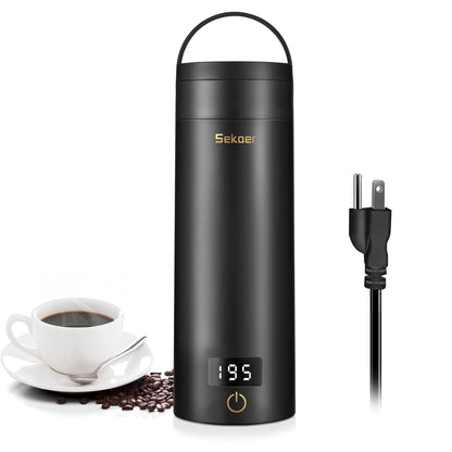 Sekaer Travel Electric Tea Kettle Portable Small Mini Coffee Kettle, with 4 Variable Presets, Personal Hot Water Boiler 304 Stainless Steel with Auto Shut-Off & Boil Dry Protection, SY-618B