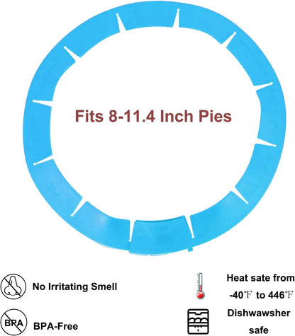 Adjustable Silicone Pie Crust Shields, Baking Protectors Cover Ring Fits 8-11.4 Inch Pies, Pie Crust Protector Cover Kitchen Tool for Baking Pie Pizza (A-A)