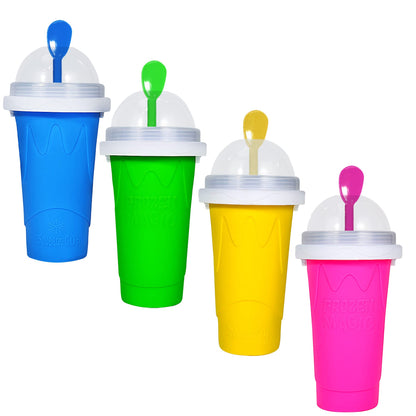 Color Land Slushy Cup, TIK TOK Slushie Maker Cup Frozen Magic Squeeze Cup, Ice Cream Maker Cup, Cool Stuff Trending Tiktok Items Homemade DIY Cool Gadgets with Lid & Straw (PINK)