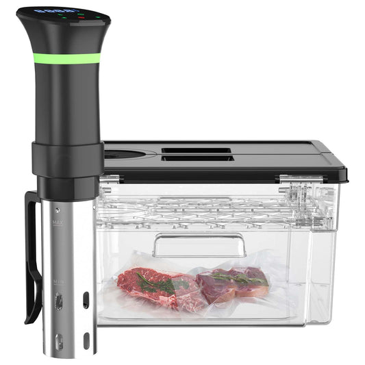 Sous Vide Cooker Kit, Includes One 1000W Immersion Circulators and 11.65QT Sous Vide Container with Lid and Built-in Rack, with Temperature and Time Digital Display Control