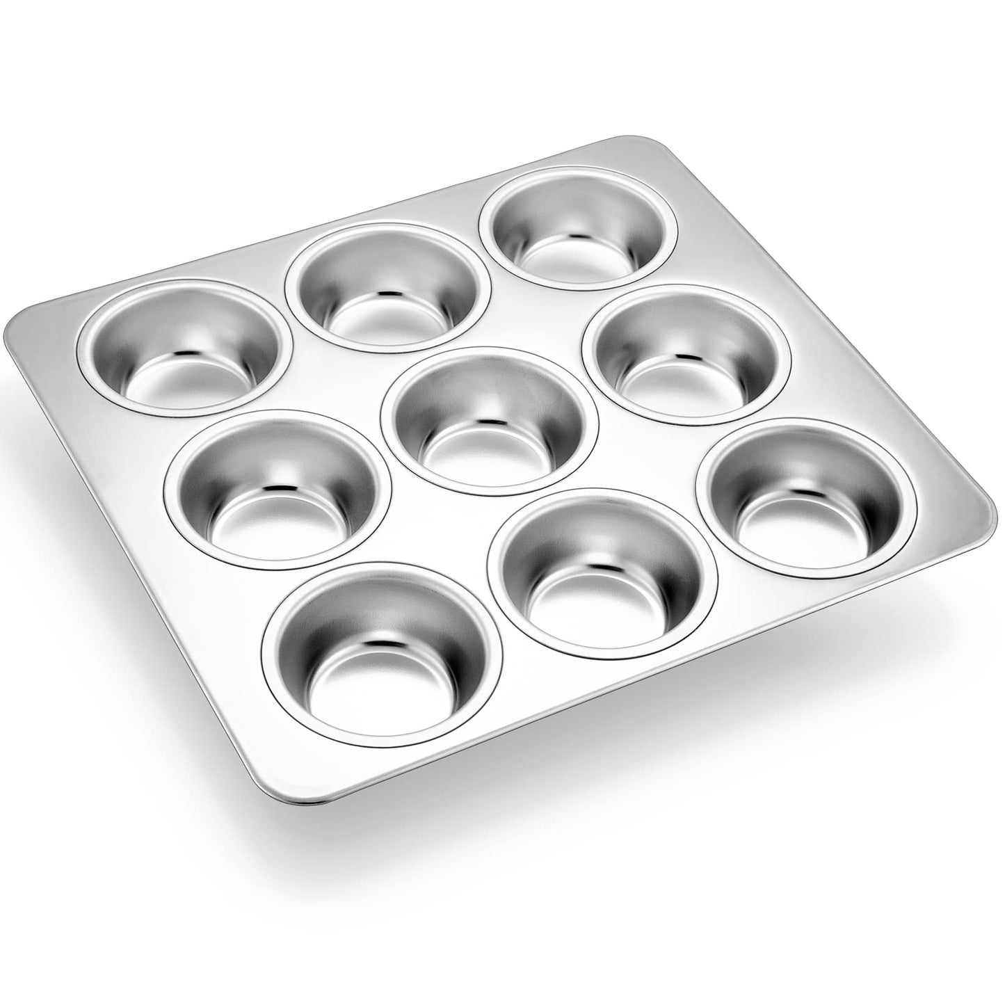P&P CHEF Muffin Pan Cupcake Baking Pan Set, Stainless Steel Muffin Tin Tray for Mini Cake Tart Quiche, Oven & Dishwasher Safe, Non-toxic & Heavy-duty, (12 Cup, 2Pcs)