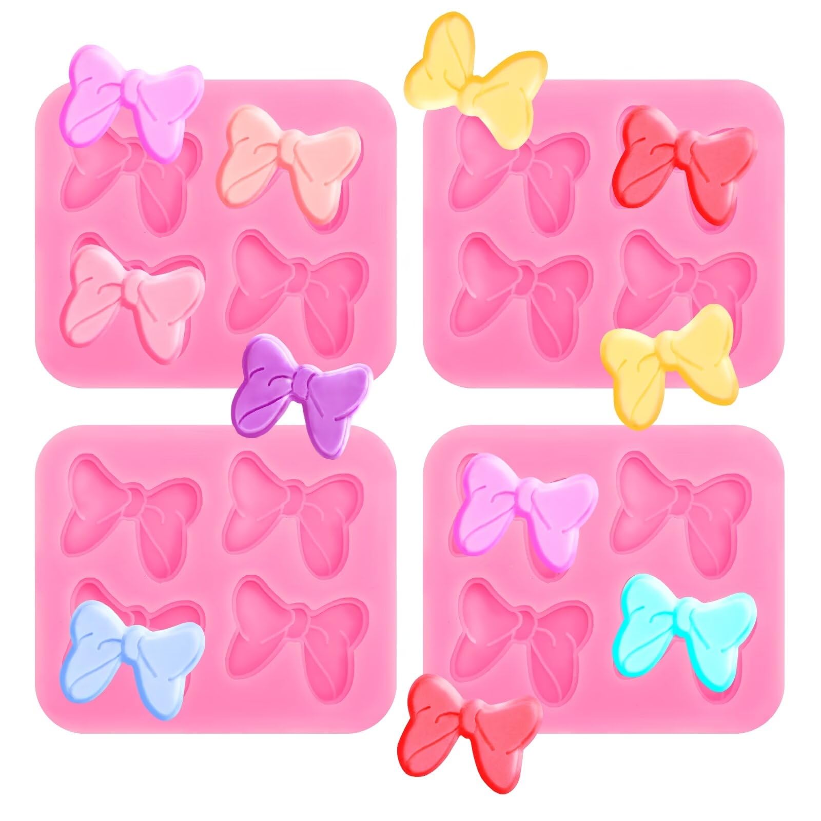 3 Pcs Bow Silicone Mold Fondant Bow Mold Chocolate Candy Cake Pop Molds Bow Molds for Cake Decorating, DIY Desserts, Fondant,Clay