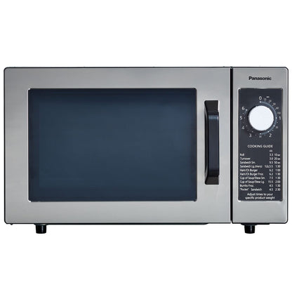 Panasonic NE-1025F Compact Light-Duty Countertop Commercial Microwave Oven with 6-Minute Electronic Dial Control Timer, Bottom Energy Feed, 1000W, 0.8 Cu. Ft. Capacity Silver