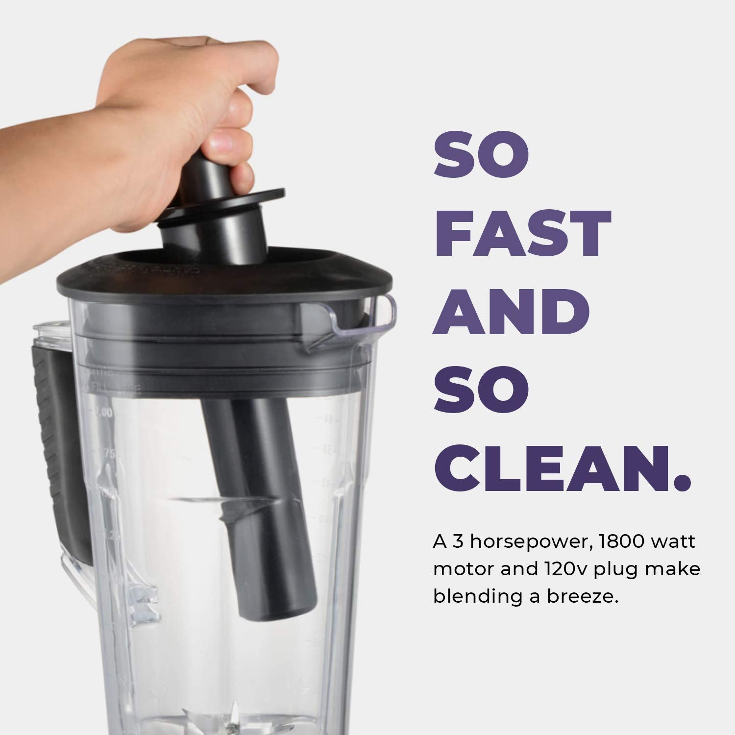 Blender komercyjny Cleanblend z 5-letnią pełną gwarancją - 1800 W, 3 KM, 64 uncje, wydajny, profesjonalny blender stołowy z ostrzami ze stali nierdzewnej