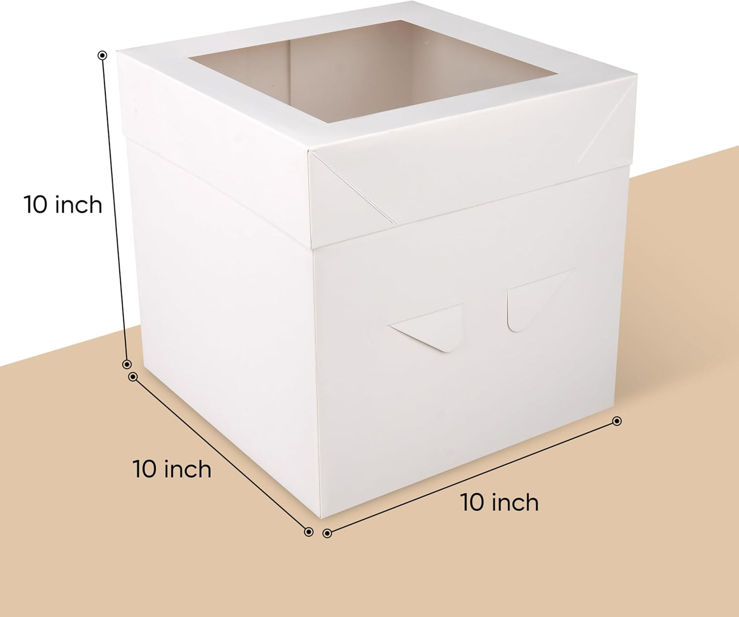 Cakebon Cake Boxes with Boards - 10 Inch Round Cake Drum White (1-pack) - Box With Window for Birthdays, Weddings and Parties