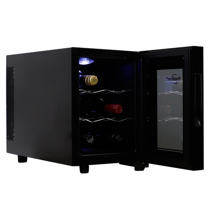 Koolatron 6 Bottle Wine Cooler Refrigerator Black Thermoelectric Wine Fridge Freestanding Wine Cellar for Red White Sparkling Wine Ideal for Small Kitchens Apartments RVs