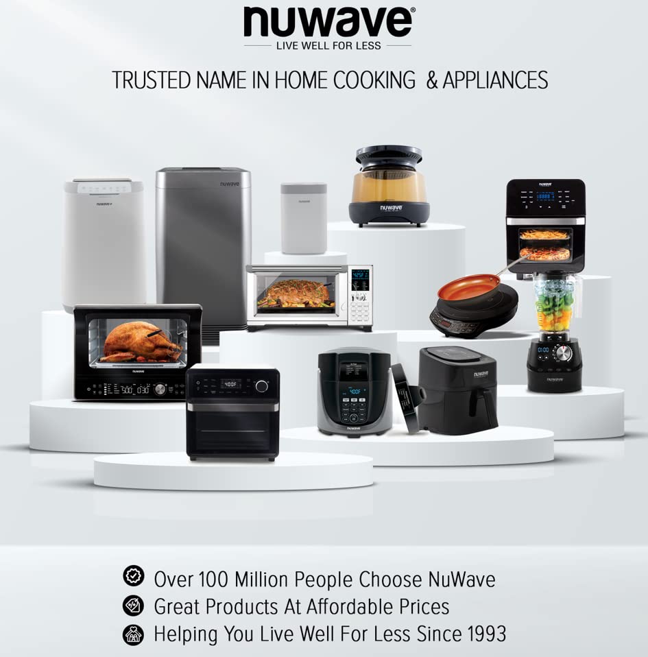 Kuchenka indukcyjna Nuwave Gold Precision, przenośna, mocna z dużą 8-calową cewką grzewczą, 100°F do 575°F, 3 ustawienia mocy, 12-calowa powierzchnia do gotowania odporna na ciepło