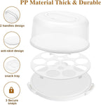 Cake Carrier with Lid and Handle, Multipurpose Cake Stand Fits 10 inch Cake, Cupcake Containers for 11 Cupcakes，Cake Holder Serves as Five Section Serving Tray, Portable Cake Carriers, White