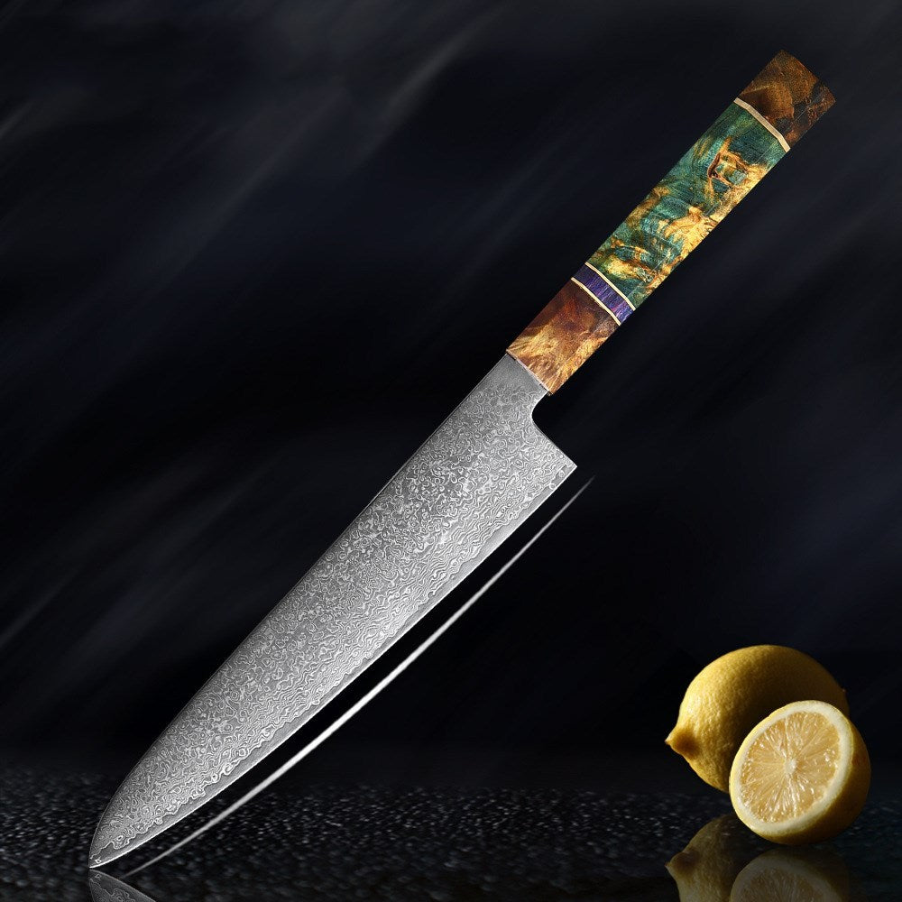 5 Pcs Damascus Knife Set Stainless Steel with Wooden Handle