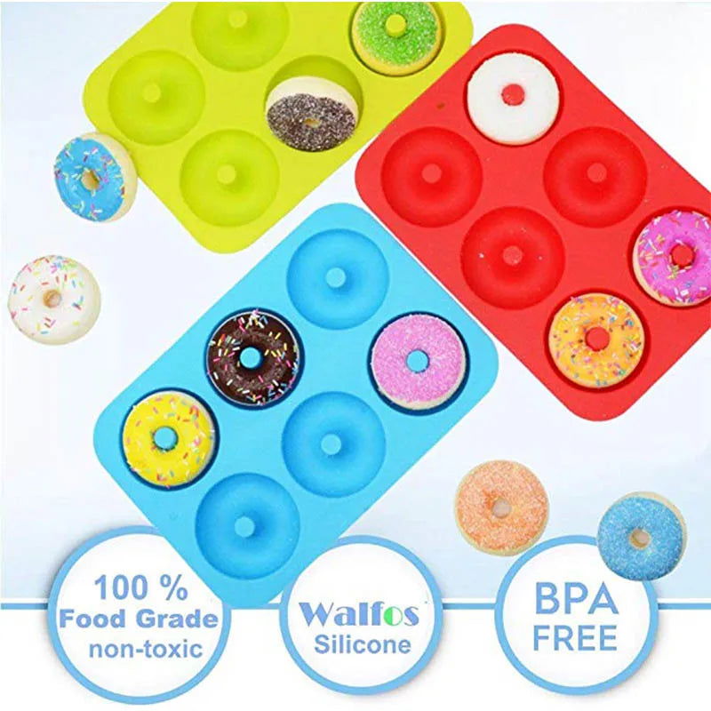 6 Holes Donuts Mold of Silicone Round Shape Donuts Mold Baking Jelly Fondant Mold Chocolate Cake Decorating Cooking Tool Pastry - Walfos® Kitchenware
