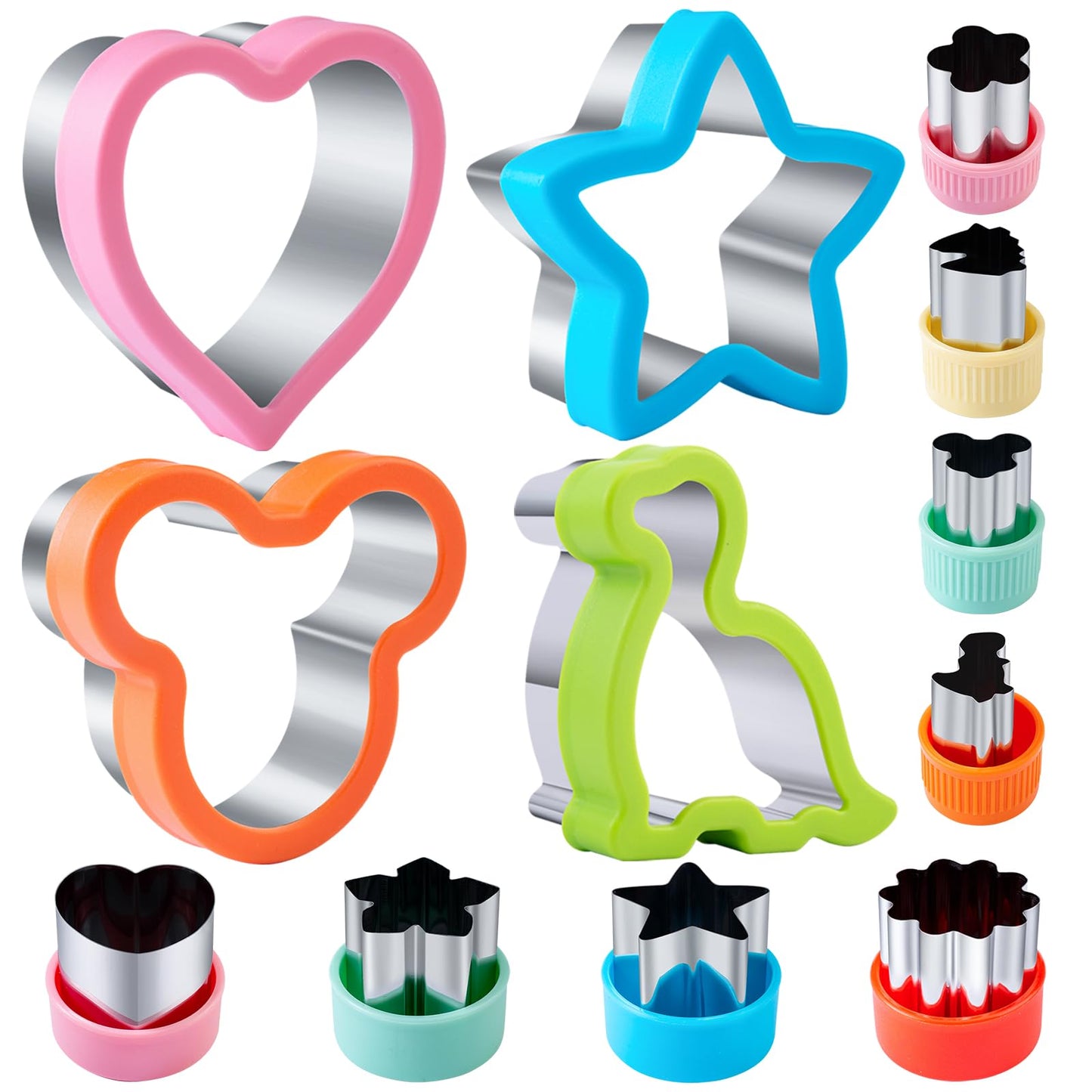 Star Cookie Cutters 4 Pcs, Kimfead Sandwich Cutter for Kids Lunch, Vegetable Fruit Cutters Shapes, Stainless Steel Biscuit Cutters for Children Boys Girls