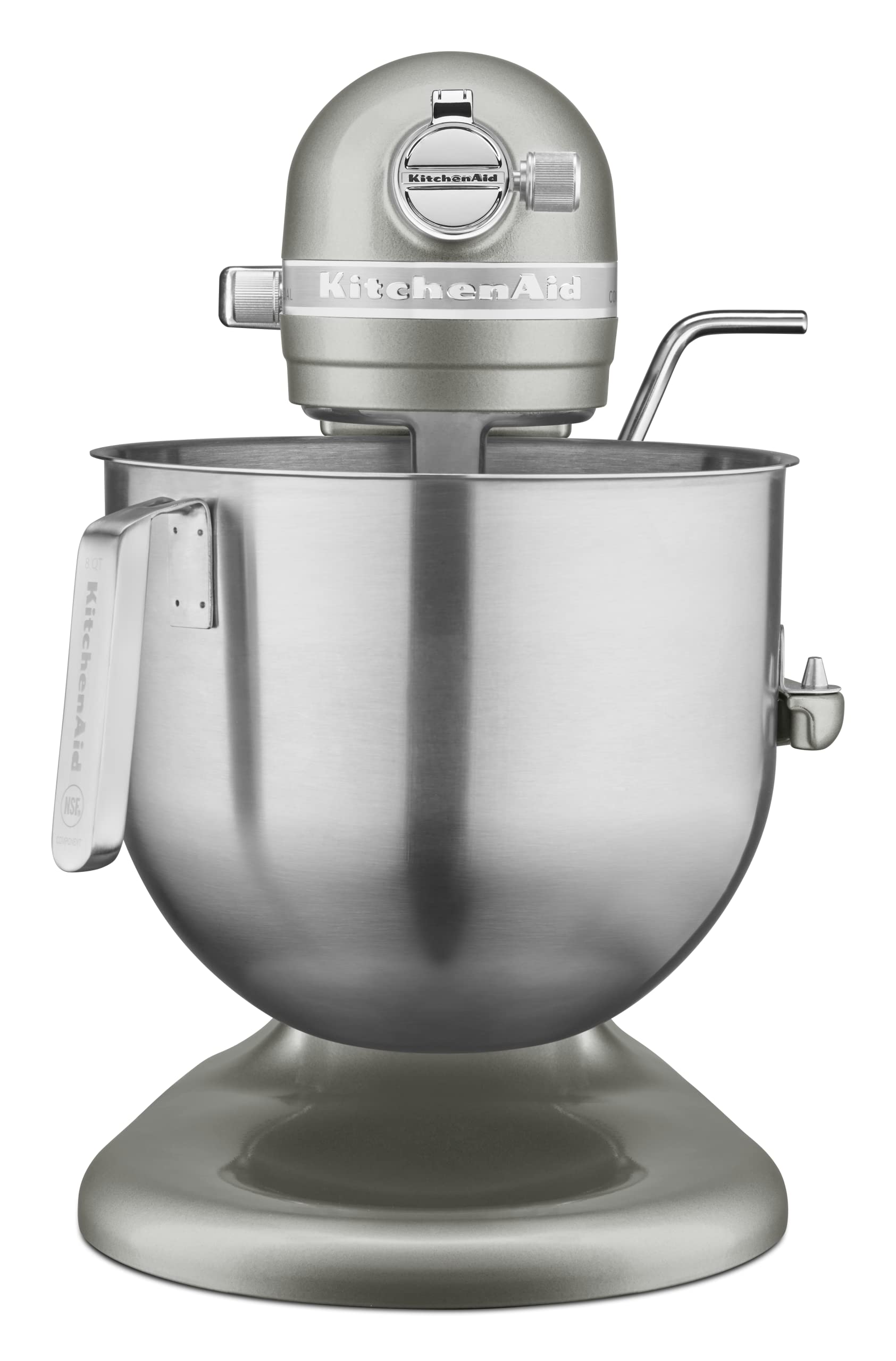 KitchenAid KSM8990CU 8-літровий комерційний настільний міксер, 10 швидкостей, редукторний привід, контурно-сріблястий