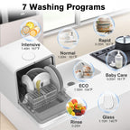 Cobuy Portable Dishwasher Countertop,7 Washing Programs Mini Dishwashers with 5 L Built-in Water Tank and 24H Delay Start & 360° Dual Spray,Air Dry Compact Dishwasher With Baby Care,Apartments & RVs