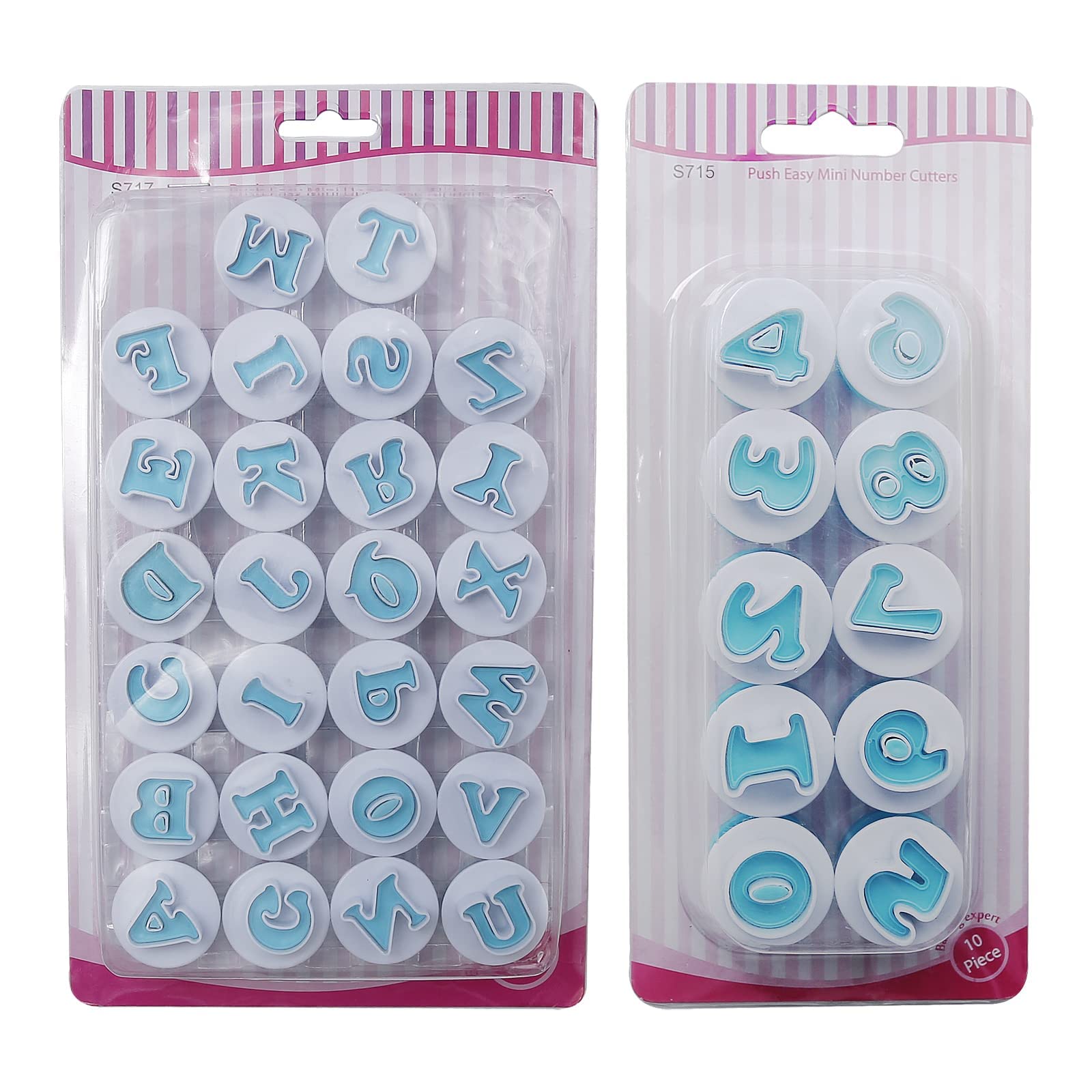 172 PCS Alphabet Number Symbols Cookie Cutters Set Biscuit Fondant Cake Impress Embosser Cutter Stamp Press DIY Embosser Mold for Cake Baking Clay