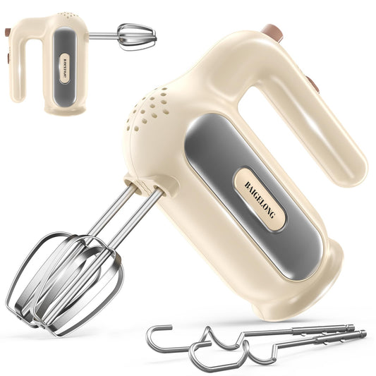 Hand Mixer Electric, 5-Speed Small Handheld Mixer, 2* (304 Dough Hooks & 304 Whisks) Food Mixer, Kitchen Mixer for Baking, Cream, Cookies, Dishwasher Safe