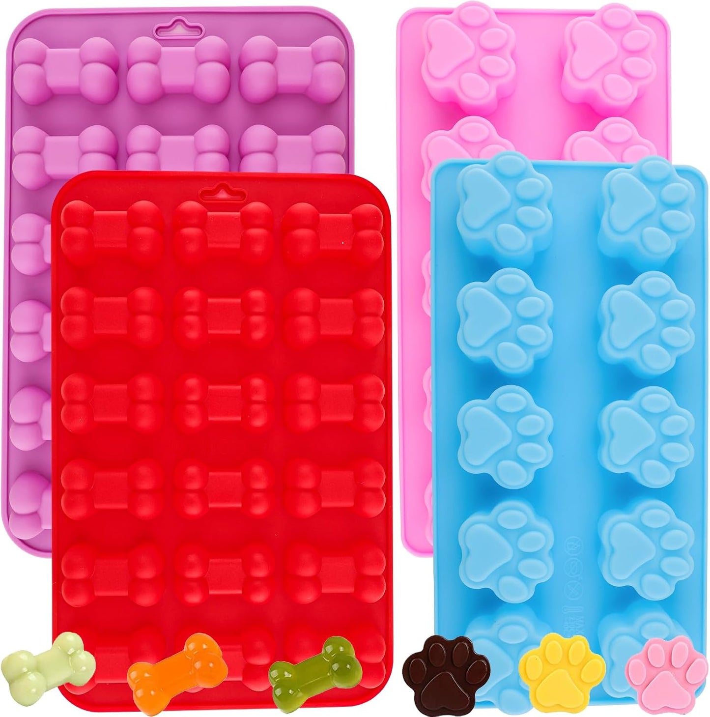 Puppy Dog Paw Bone Silicone Mold, Baking Mold, Used for Jelly, Candy, Chocolate,Ice Cube, Can Bake Dog Snack Biscuits