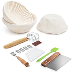 Banneton Bread Proofing Basket - 10 inch Banneton Basket Sourdough Proofing Baskets Set of 2 Oval Proofing Bowls with Liners for Professional & Home Artisan Sourdough Bread Baking Supplies