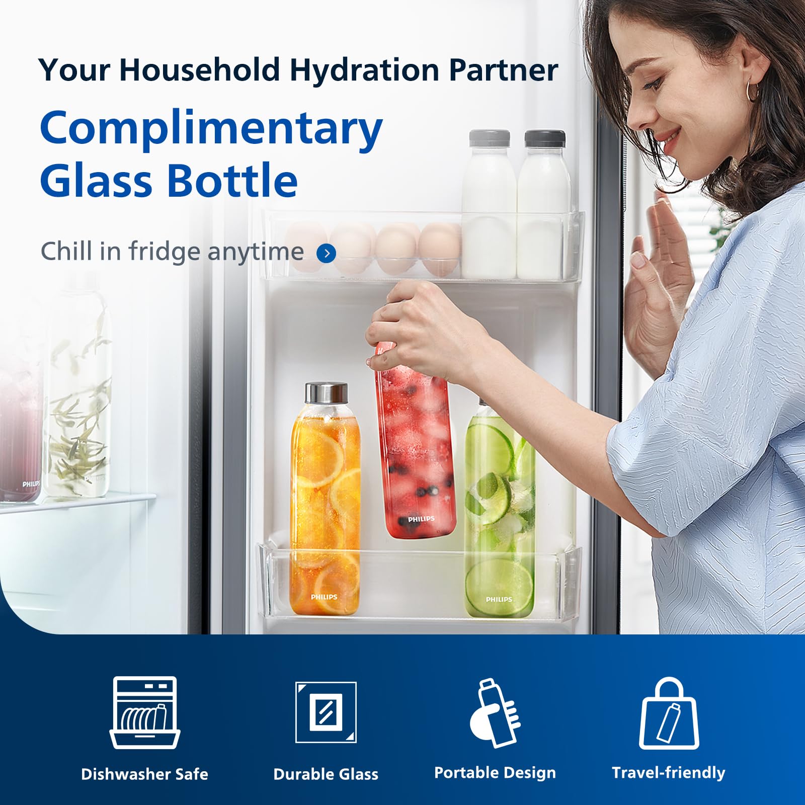 PHILIPS Countertop Reverse Osmosis Water Filter Dispenser, 5 Stages RO Water Filtration System Purifier with Aquaporin Technology Tested by NASA, 3:1 Pure to Drain, NSF/ANSI 372 Certified, Reduce TDS