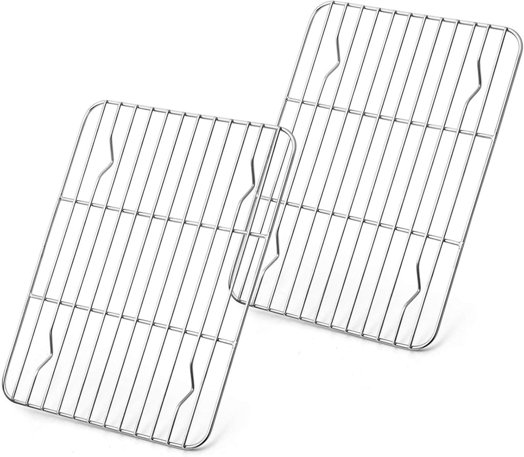 E-far Small Baking Rack Set of 2, Stainless Steel Metal Roasting Cooking Racks, Size – 8.6"x6.2", Non Toxic & Rust Free, Fit for Small Toaster Oven, Dishwasher Safe