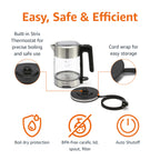 Czajnik elektryczny Amazon Basics Glass Carafe, 1,8 kwarty (1,7 l), 1500 W, bez BPA, czarny i srebrny