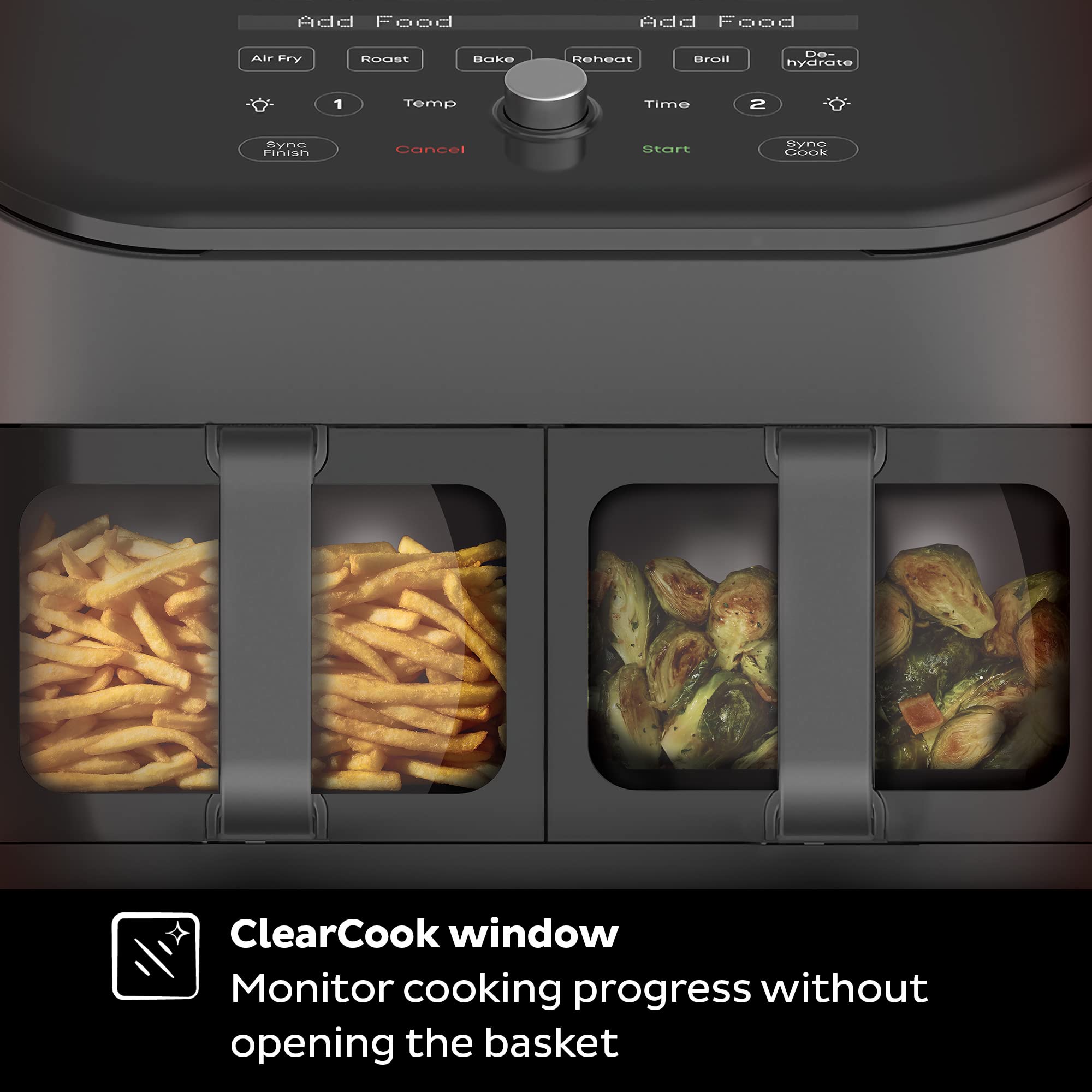 Instant Pot Vortex Plus XL 8QT ClearCook Air Fryer, przezroczyste okienka, programowanie niestandardowe, 8 funkcji w 1, które chrupią, grillują, smażą, odwadniają, pieczą i podgrzewają, od twórców Instant Pot, czarny
