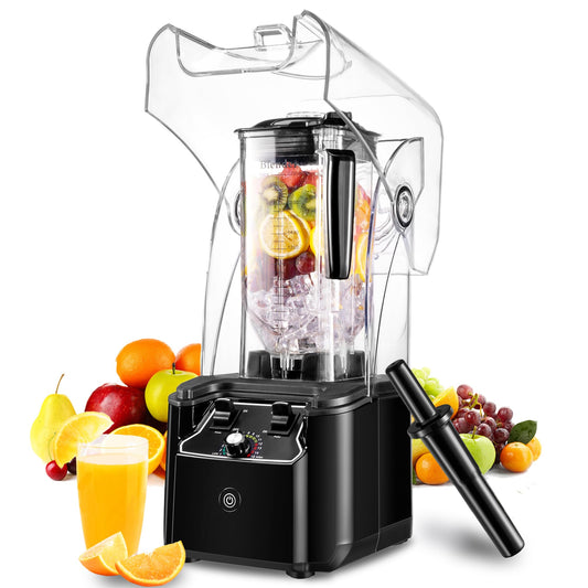 Commercial Blender for Smoothies 2200W, 80 Oz, 15 Speeds, 6-leaf Stainless Steel Blade, Heavy-Duty Commercial Blender for Restaurant, Smoothies, Ice Crush, Shakes, Self-Cleaning, Black