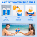Kubek do robienia slushy, kubek do mrożonych koktajli Magic Quick Frozen Smoothies, przenośny dwuwarstwowy kubek do robienia slushy, maszyna do robienia slushie ze słomką i łyżką, prezenty świąteczne dla rodziny, dzieci i rodziny (niebieski)