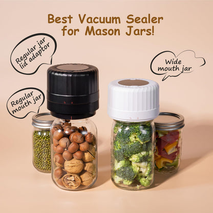 Fully Automatic Mason Jar Vacuum Sealer Kit - Auto Stop Mason Jar Vacuum Sealer Kit, Jar Vacuum Sealer for Mason Jars, Jar Vacuum Sealer, A Must-Have for Canned Foods Pantry Canning Pickling