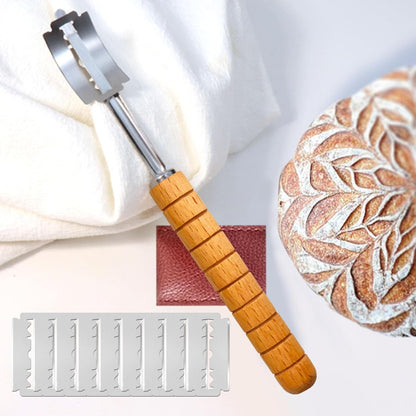 Hand Crafted Bread Lame, Bread Scoring Tool/Bread Knives, Lame Bread Tool Sets for Sourdough Scoring Tool, Sourdough Bread Baking Supplies with 10 Blades Replacement, burlywood