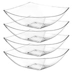 Posh Setting - Clear Plastic Serving Bowls for Party (8oz - 4 Pack) Square, Disposable, Salad & Fruit Bowls for Party Table, Candy Containers for Candy Buffet
