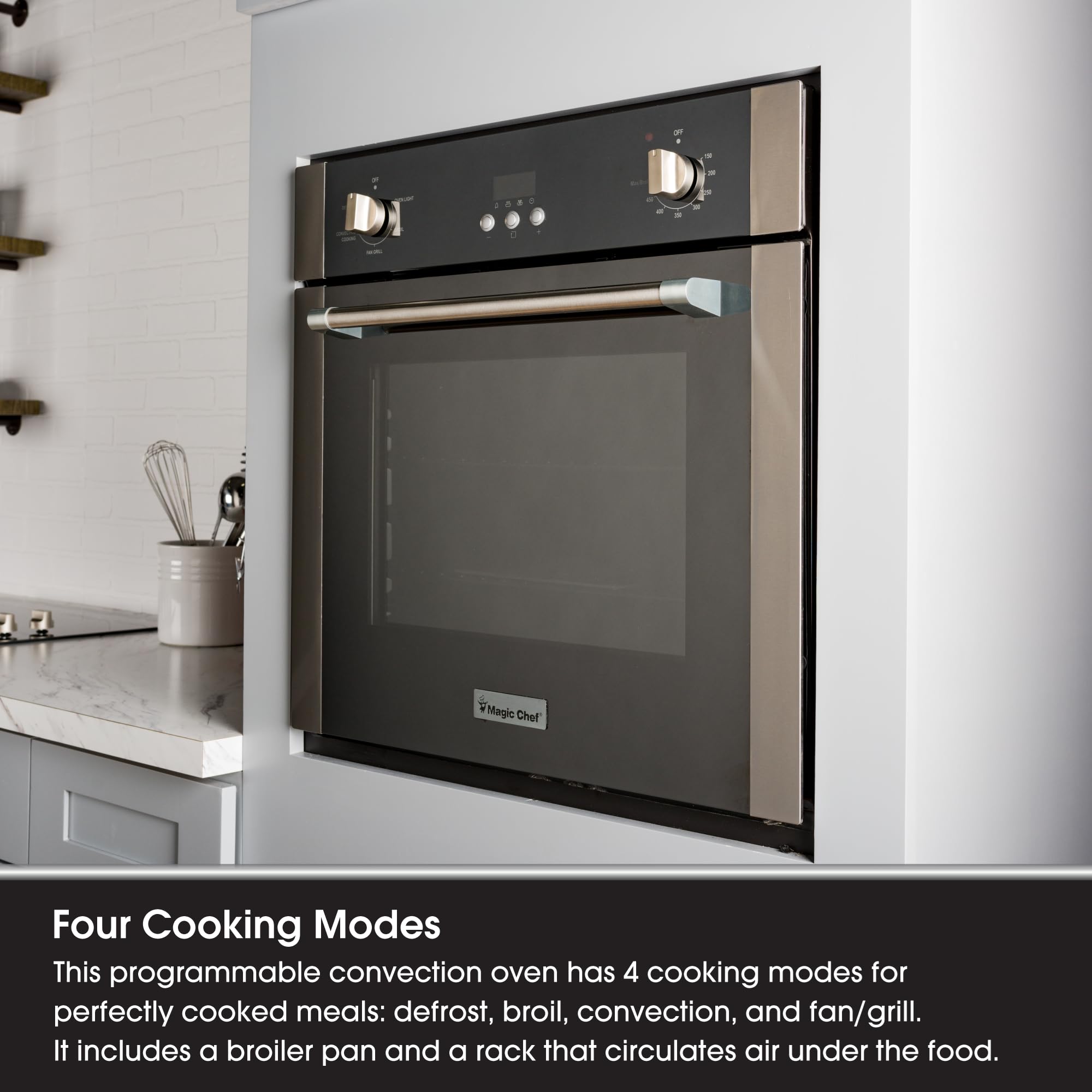 Piekarnik ścienny Magic Chef Single Electric z funkcją konwekcji do gotowania i pieczenia, 24"