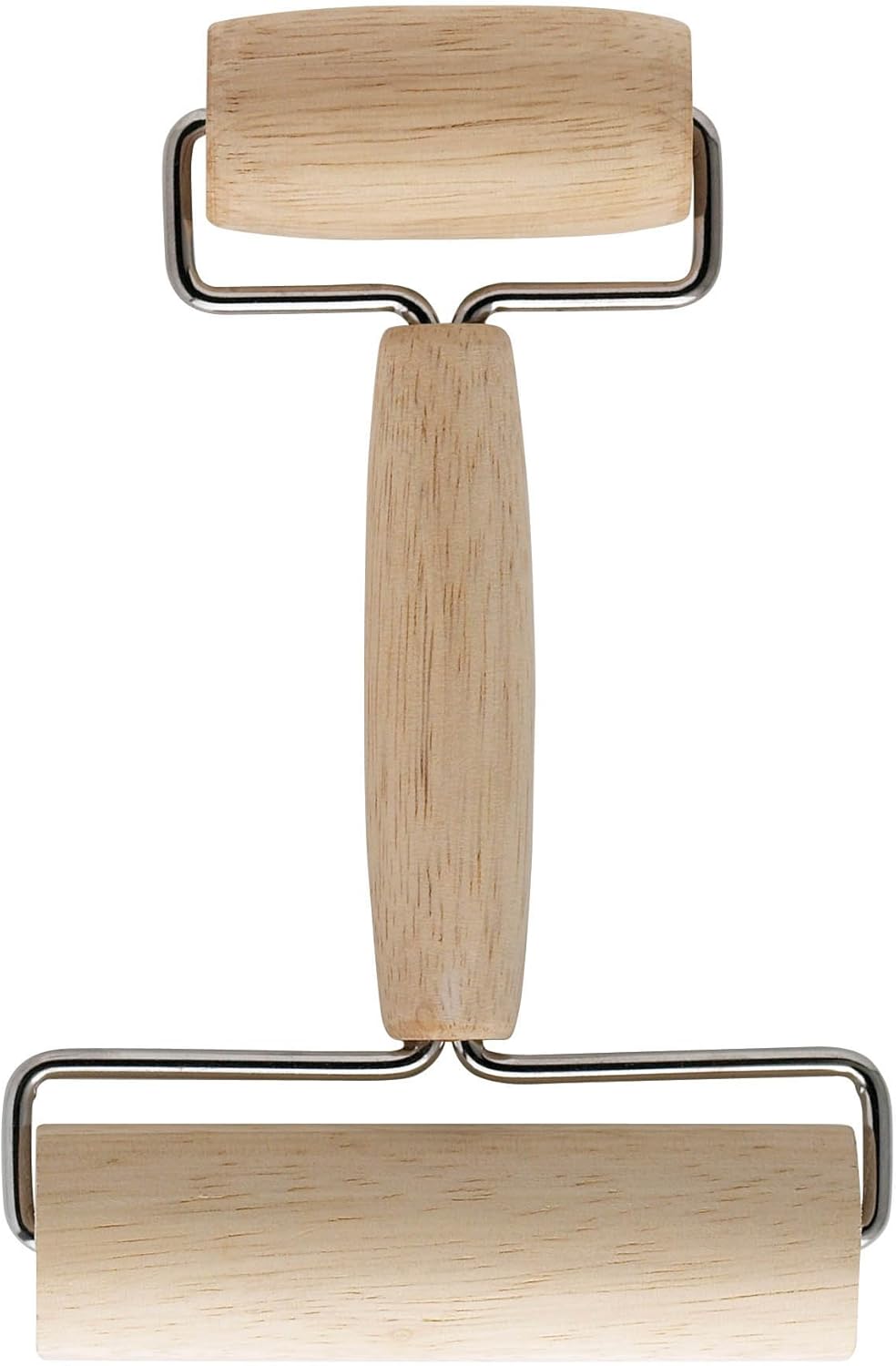 Mrs. Anderson’s Baking Double Dough Roller, Includes 4.125 and 2.375-Inch Wide Cylinders, Rubberwood