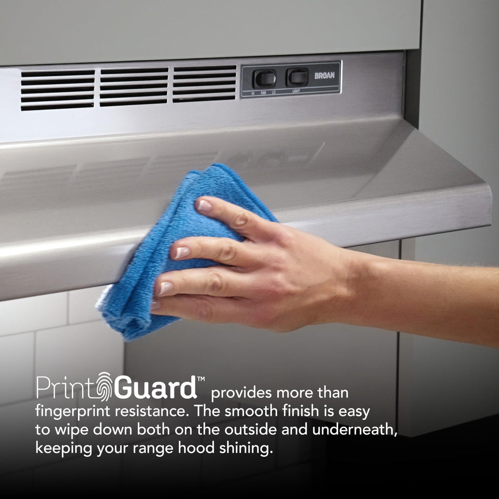 Broan-NuTone 4130SF Fingerprint Resistant Ductless Under-Cabinet Range Hood, 30-Inch, Stainless Finish with Print Guard