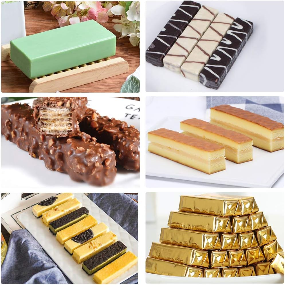 Palksky (2 Pcs) 8 Cavity Rectangle Granola Bar Silicone Mold/Nutrition/Cereal Bar Molds Energy Bar Maker for Chocolate Truffles Ganache Bread Brownie Cornbread Cheesecake Pudding Butter Mould