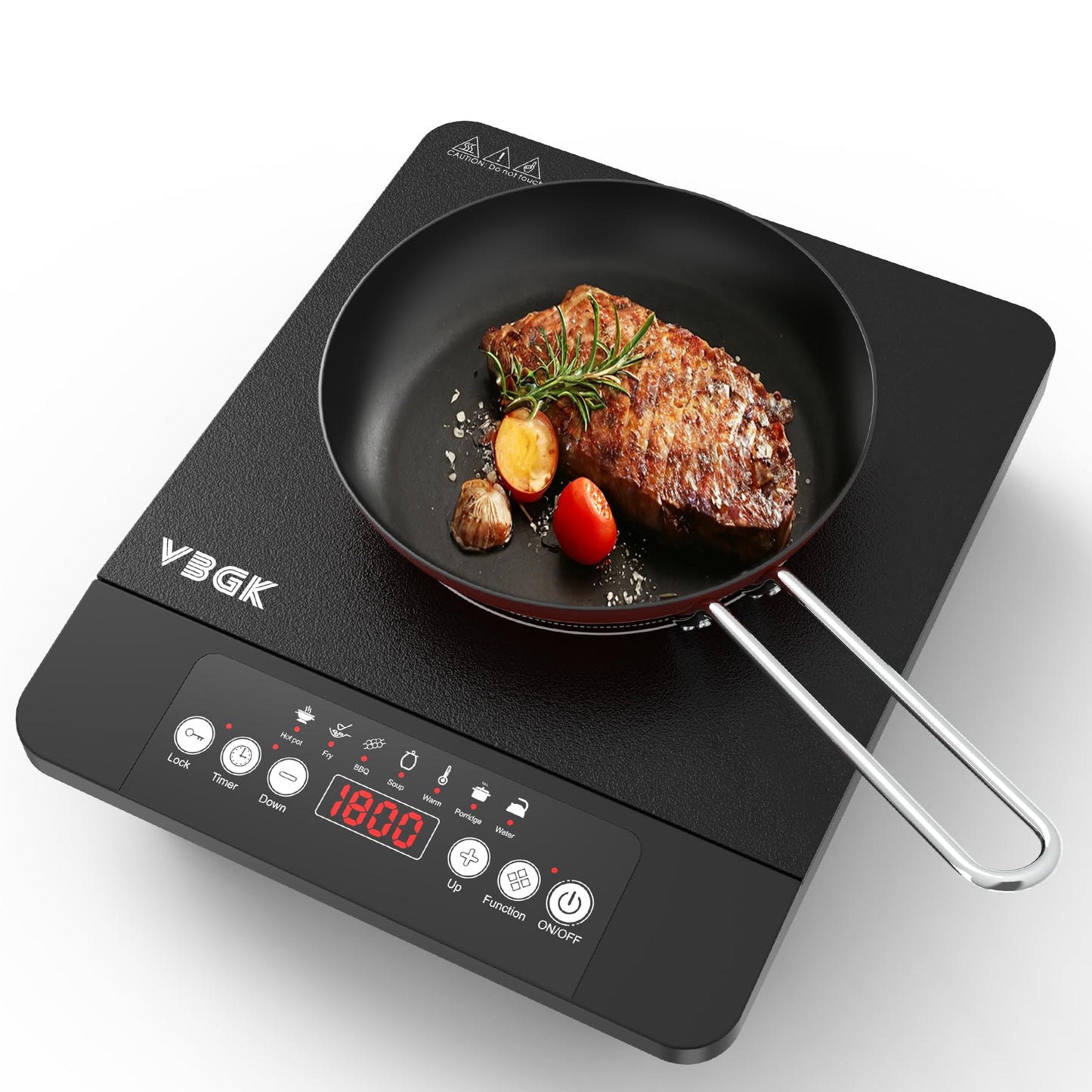 VBGK Portable induction Cooktop,110V Single Burner Induction Stove Top,1800W Induction Hot Plate Electric Burner,7 Power Levels, Kids Lock & Timer,LED touch control,Overheat Protection