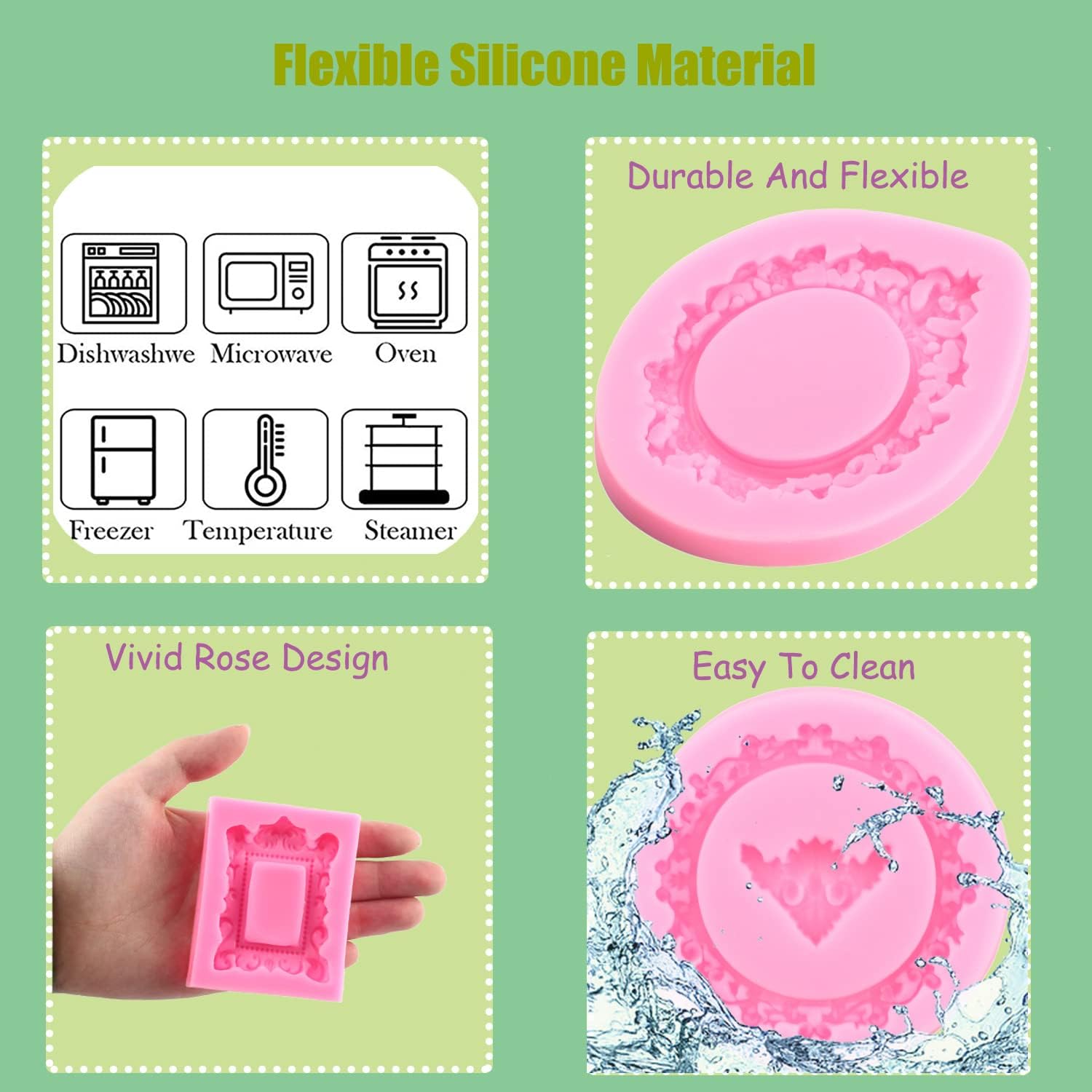 Mujiang Photo Frame Fondant Molds Picture Frames Silicone Mold Vintage Frame Molds For Cake Decorating Cupcake Topper Chocolate Candy Polymer Clay Set Of 4