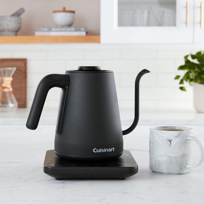 Cuisinart GK-1 Digital Goose Neck Kettle, Precision Gooseneck Spout Designed for Precise Pour Control that Holds 1-Liter, 1200-Watt Allows for Quick Heat Up, Stainless Steel,Black