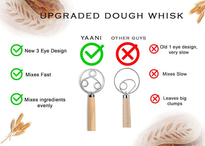 YAANI Sourdough Starter Kit, Sourdough Bread Baking Supplies, Banneton Bread Proofing Basket Set Of 2 Round and Oval, Dough Whisk, Scoring Tool, Metal Scraper, Silicone Scraper, Premium Baking Tools