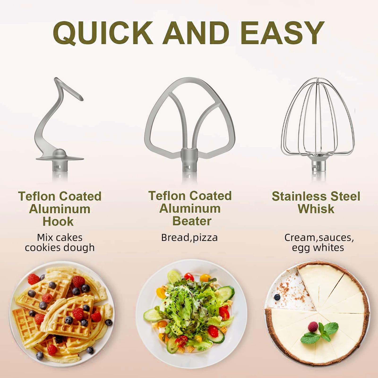 Electric Stand Mixer with 6.5 Quart Bowl, Household Food Mixer 10+p Speeds 660W, Kitchen Tilt-Head Bread Dough and Cake Mixers with Dough Hook, Whisk, Beater, Splash Guard and Egg Separator (Black)