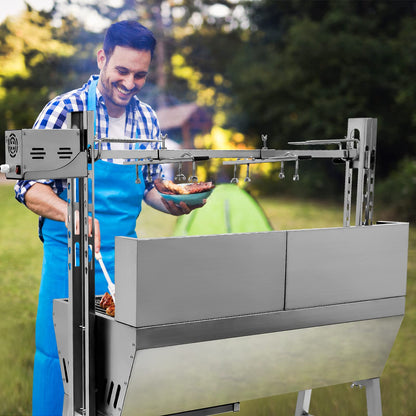 ZZZZS BBQ Rotisserie Grill Roaster Charcoal Roast Machine 132LBS Charcoal Bearing Lamb Spit Roaster Hog Roasting Machine for Outdoor Picnic Camping Height-Adjustable,with Baffle