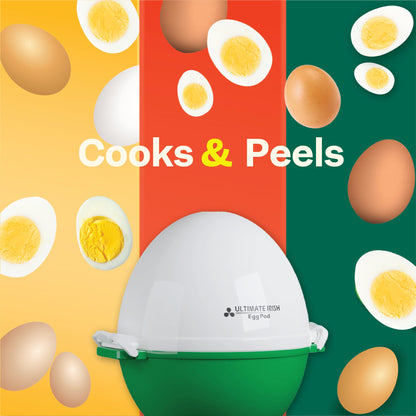 Ultimate Irish Egg Pod -Ronnie Neville’s Original as Seen on TV Microwave Egg Cooker, Perfectly Cooked & Peeled Egg, Capacity 4 Eggs, Boiled Egg Maker, Cooking Accessories, Microwave Egg Boiler Cooker