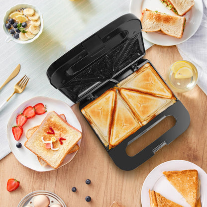 Aigostar Sandwich Maker with Super Nonstick Ceramic Plates, Panini Press Sandwich Toaster Breakfast Electric Grilled Cheese Maker Machine Tuna Melt Omelets Snacks, Tostadora de Pan Stainless Steel