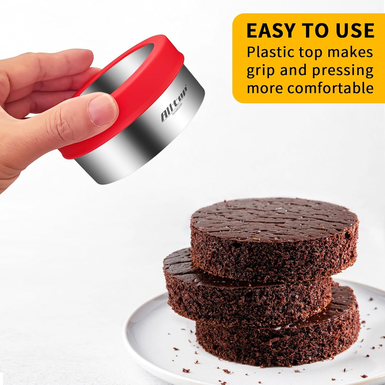 ALLTOP Round Cookie Cutter Set – 4 Different Sizes of Stainless Steel Biscuit Cutters for Baking, Donut, English Muffin, and More